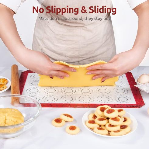 U-Taste 446ºF Heat Resistant Macaron Silicone Baking Mat, Non Stick Reusable Cookies Pastry Sheet Liner with Edge Enhancement Circle Measurement f...